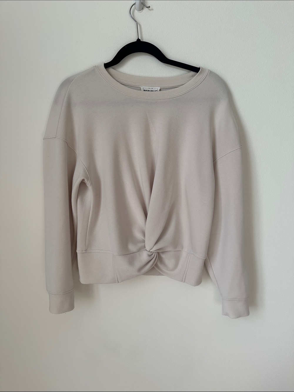 For The Republic Modal Twist Crop Long Sleeve in Light Beige/Nude